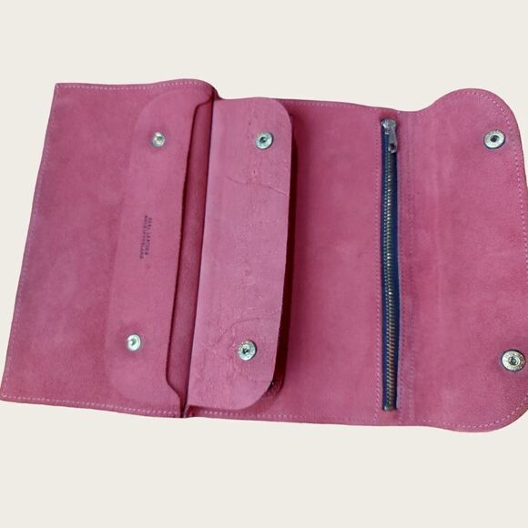 🌼4/$30 Vintage Burnt Red Leather Travel Jewelry Storage Pouch - Picture 7 of 7